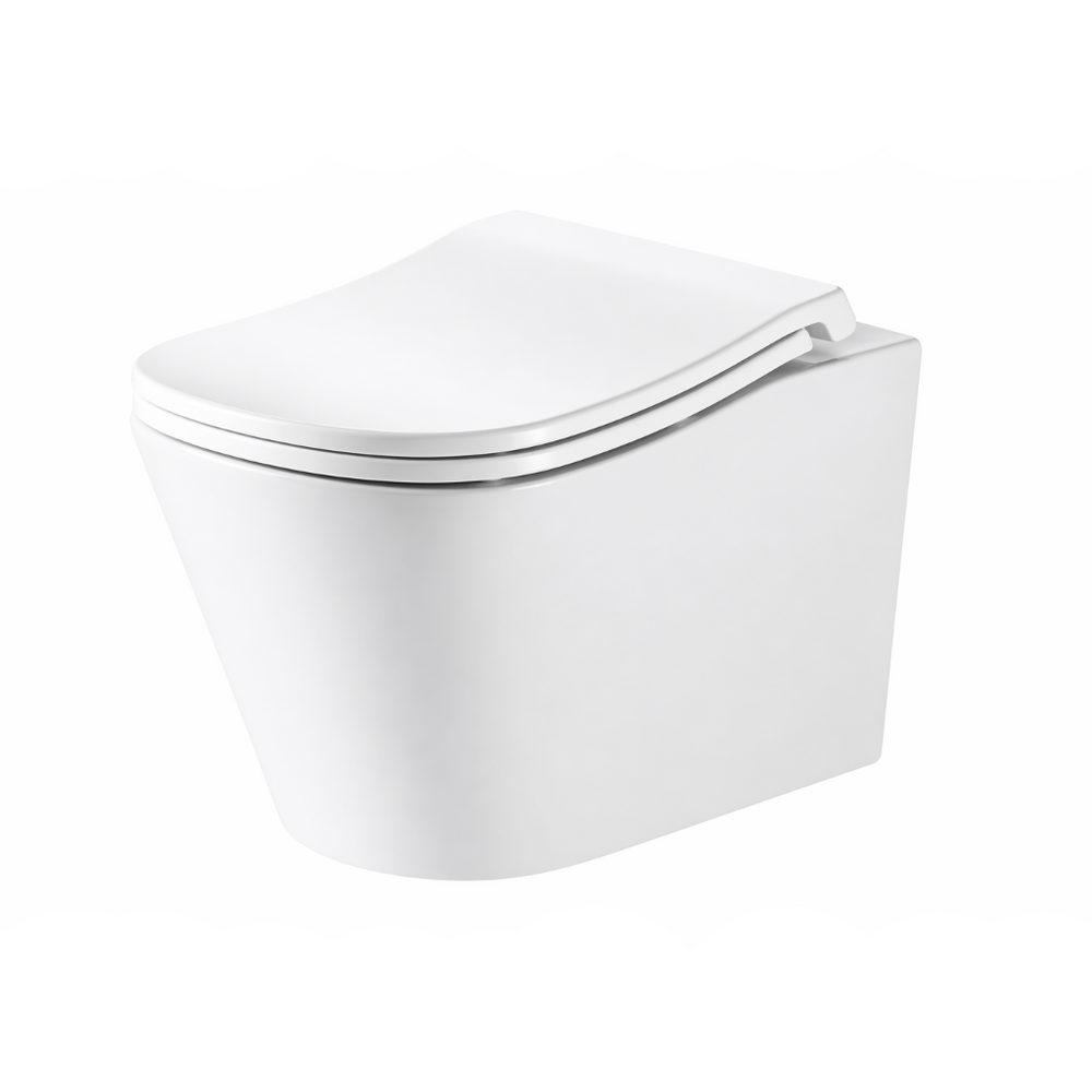 Comfort wall hung white toilet