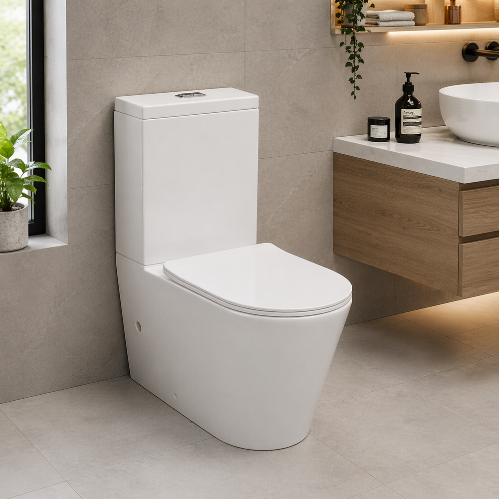 Haydro bidet mixer close coupled white toilet