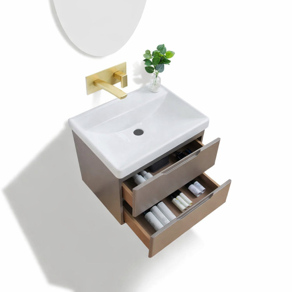 Bailyn matte latte wall hung vanity 0TH 600mm