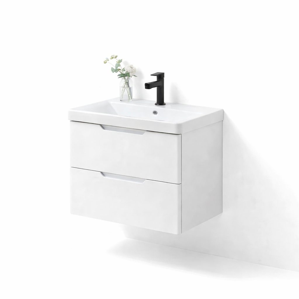 Bailyn matte white wall hung vanity 600mm