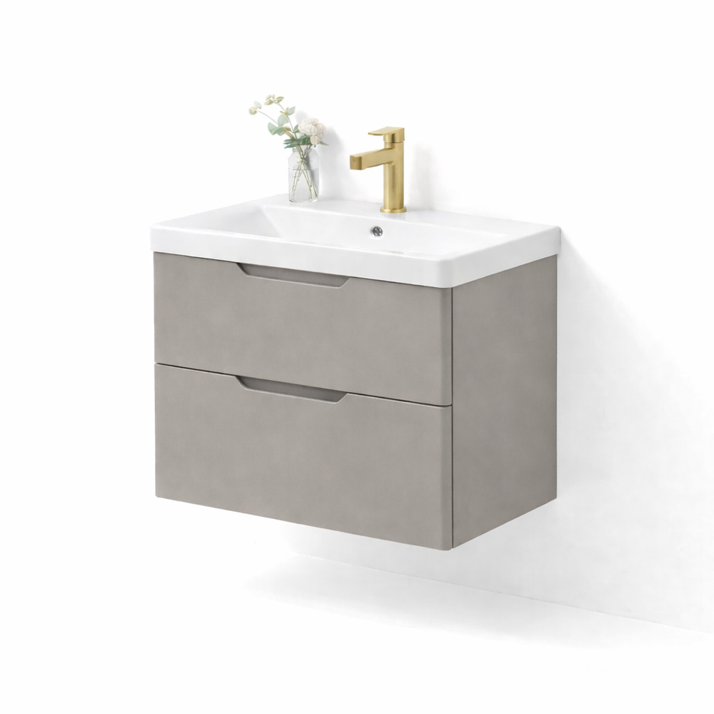Bailyn matte latte wall hung vanity 600mm