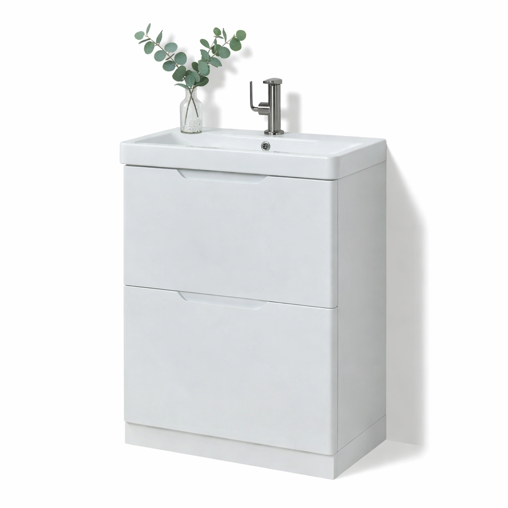 Judy Slimline white Gloss floor standing vanity 600mm