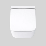 Savoy white wall hung rimless toilet chrome accent