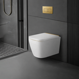 savoy white wall hung rimless toilet gold accent