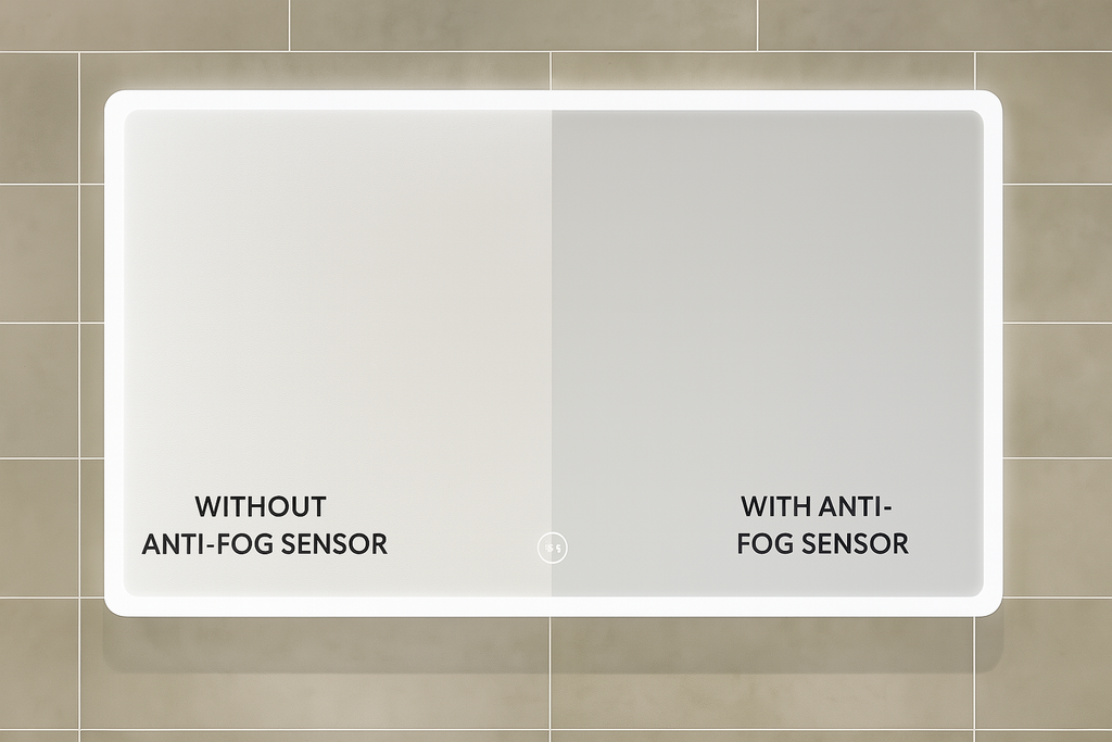 HORIZONTAL RECTANGULAR LED ANTI FOG SENSOR MOTION MIRROR 1000MM X 7500MM