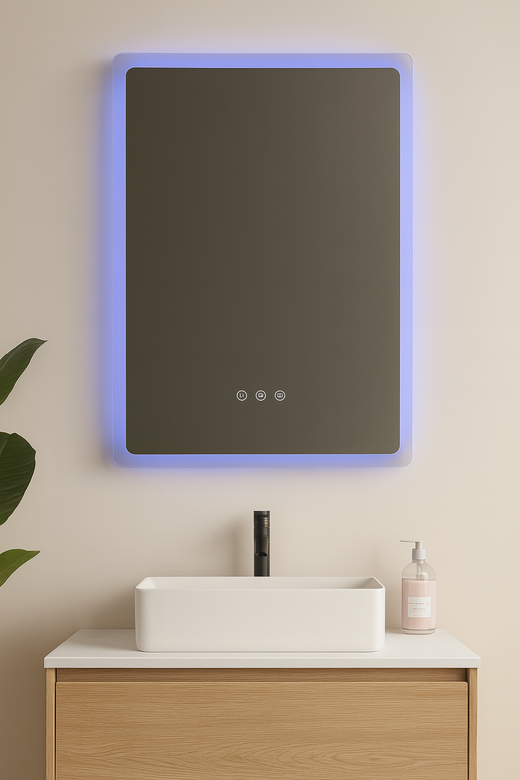 VERTICAL HALOGLOW LED ANTI FOG MOTION SENSOR MIRROR 400MM X 700MM