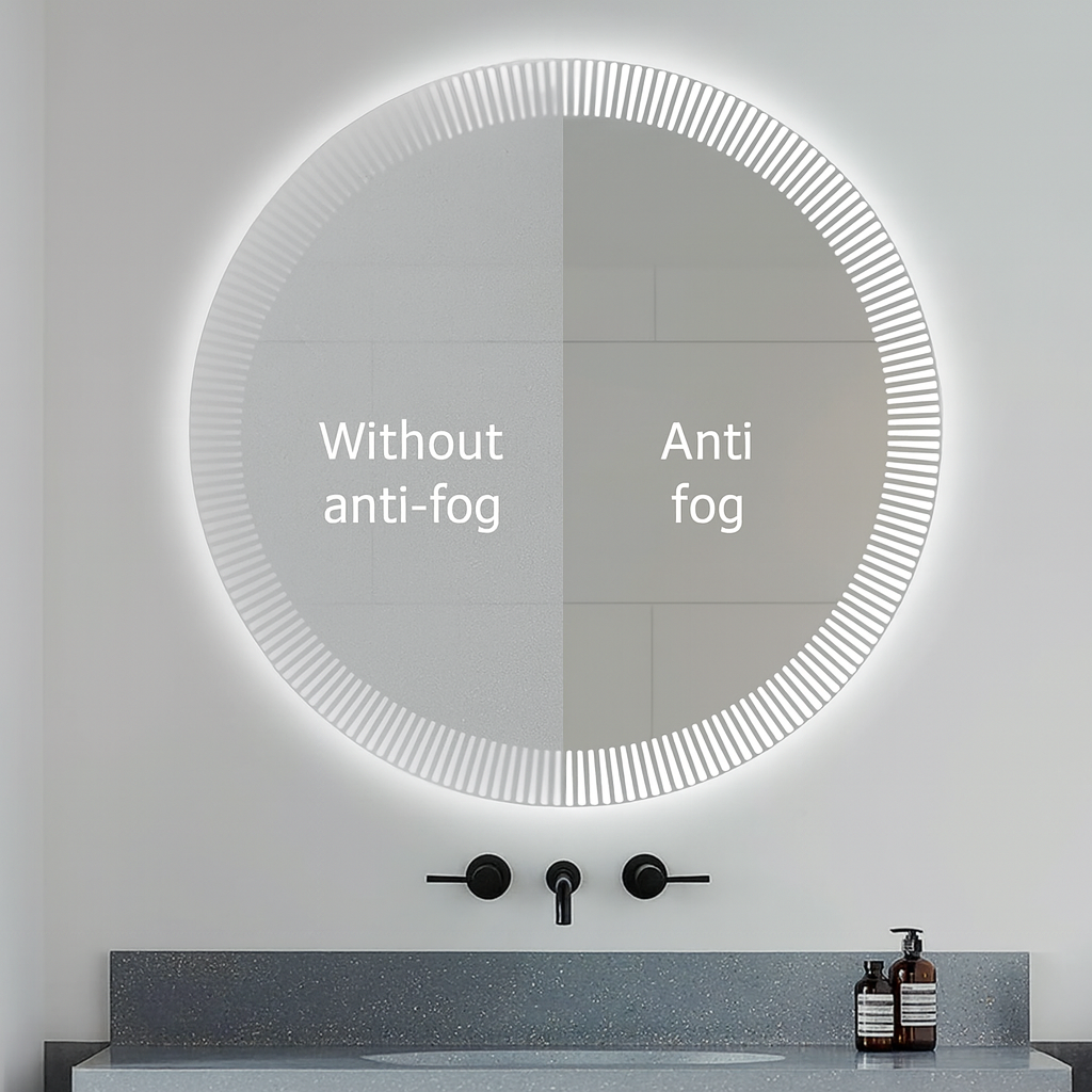 ROUND FRAME LED ANTI FOG MOTION SENSOR MIRROR 700MM DIAMETER