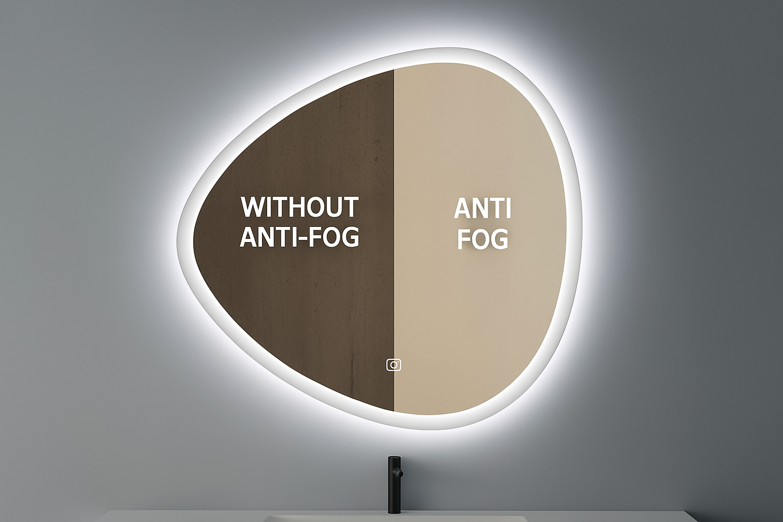 FREE FORM LED ANTI FOG MOTION SENSOR MIRROR 800MM DIAMETER