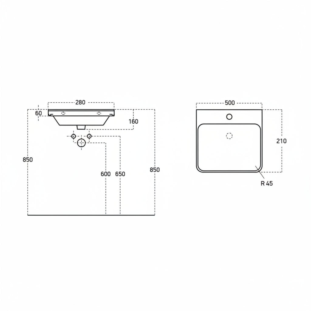 Kuba Wall Hung 1 Drawer vanity Unit & 1TH Basin