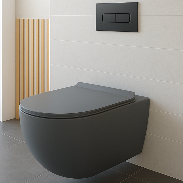 Apex Grey Wall Hung Toilet - Including Toilet Seat