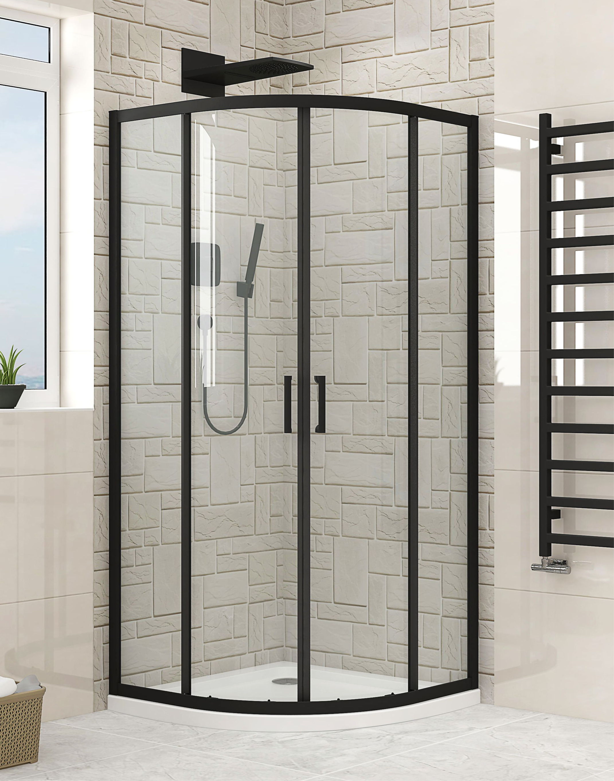 ONDAS Black 6MM Toughened glass Shower Enclosure 900MM X 900MM X 1900MM