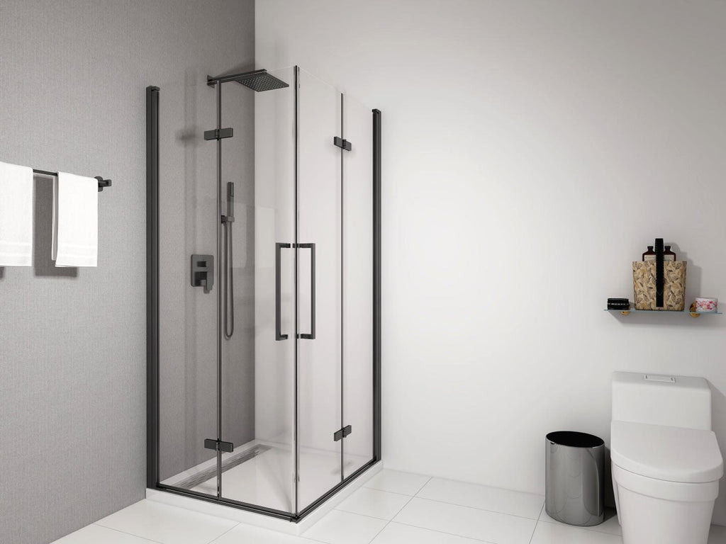 OLA Black Shower Enclosure 6MM Toughened Glass 900MM X 900MM X 1900MM