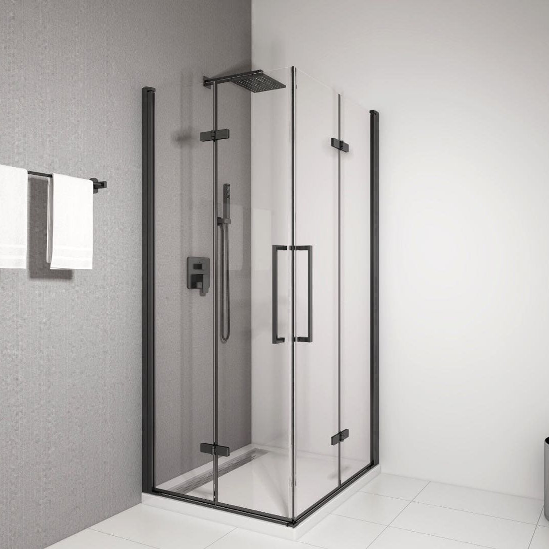 Ola Shower Enclosure duel bi-fold Doors matte black 900 × 900