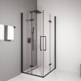 Ola Shower Enclosure duel bi-fold Doors matte black 900 × 900