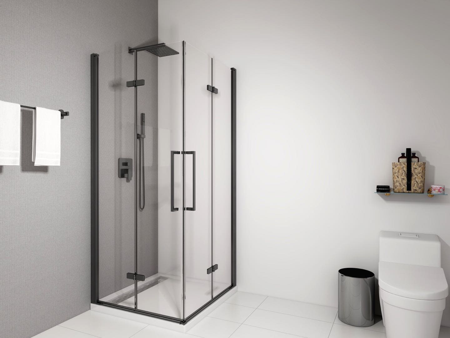 OLA Black Shower Enclosure 6MM Toughened Glass 900MM X 900MM X 1900MM