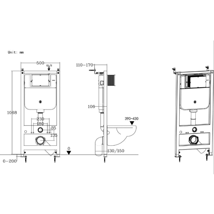 Wall Hung WC Frame (inc. Cistern)