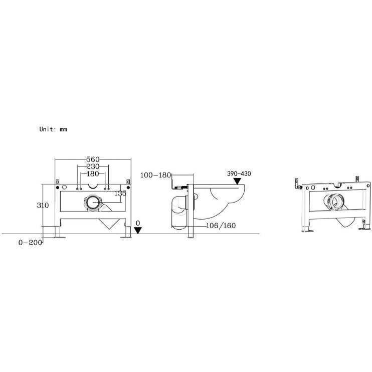 Wall Hung WC Frame (exc. Cistern)
