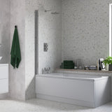 800x1500mm Single Curved Bath Screen (6mm) - Chrome