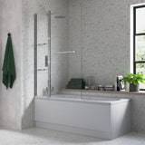 1000x1500mm Two Panel Folding Bath Screen (6mm) - Chrome