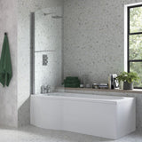 760x1500mm P Shape Bath Screen (6mm) - Chrome