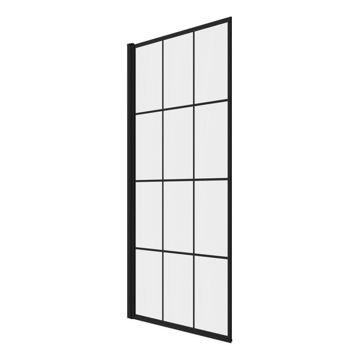 800x1400mm Square Grid Bath Screen (6mm) - Matt Black