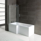 L-Shape 1700x700-850x410mm 0TH Shower Bath, Panel & Screen (RH)
