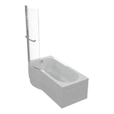 P-Shape 1700x700-850x410mm 0TH Shower Bath, Panel & Screen