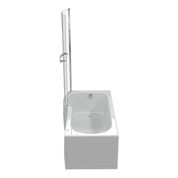P-Shape 1700x700-850x410mm 0TH Shower Bath, Panel & Screen