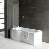 P-Shape 1700x700-850x410mm 0TH Shower Bath, Panel & Screen