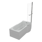 P-Shape 1700x700-850x410mm 0TH Shower Bath, Panel & Screen