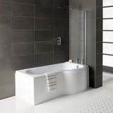 P-Shape 1700x700-850x410mm 0TH Shower Bath, Panel & Screen
