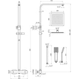 Cosmic Square Thermostatic Bar Mixer w/Riser Kit - Brushed Bronze