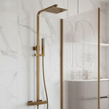 Cosmic Square Thermostatic Bar Mixer w/Riser Kit - Brushed Bronze