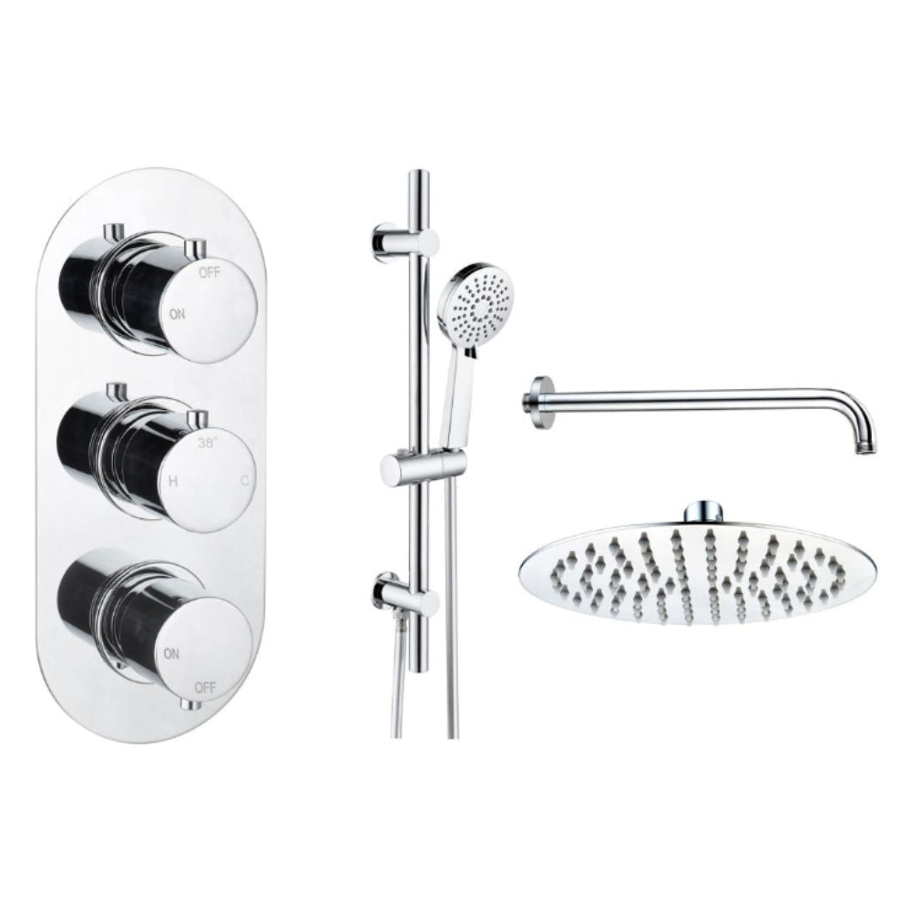 Two Outlet Thermostatic Shower Pack - 3 valve control - hand rail