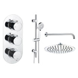 Two Outlet Thermostatic Shower Pack - 3 valve control - hand rail