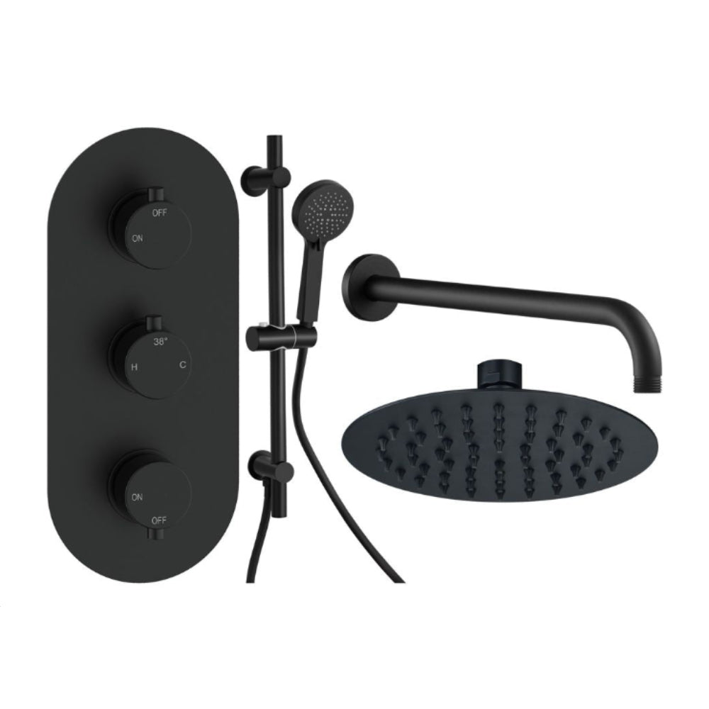 Two Outlet Thermostatic Shower Pack - 3 valve control - hand rail