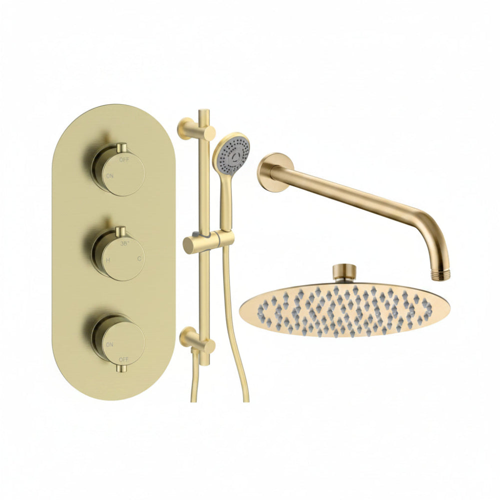 Two Outlet Thermostatic Shower Pack - 3 valve control - hand rail