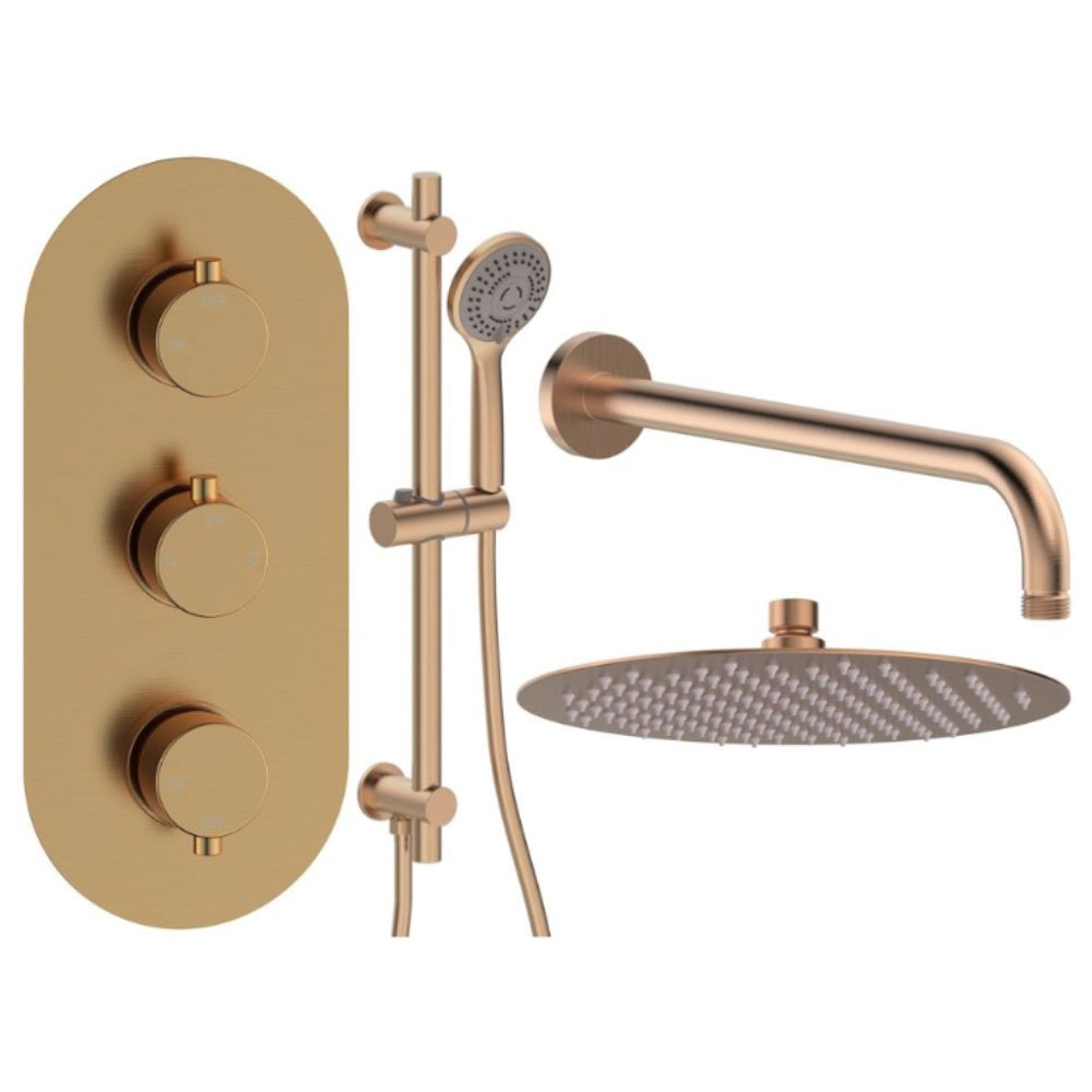 Two Outlet Thermostatic Shower Pack - 3 valve control - hand rail