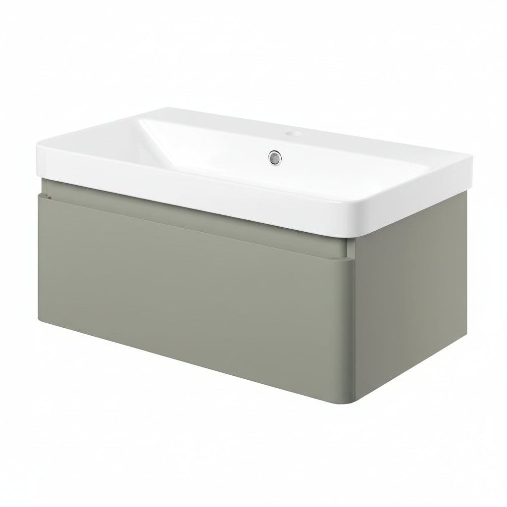 Cosmos Wall Hung 1 Drawer vanity Unit & Basin - Matt Latte