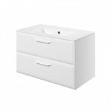Mika 815mm Wall Hung 2 Drawer Basin Unit w/1TH Basin - Matt White
