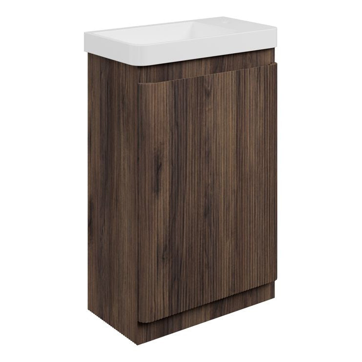 Kuba 550mm Floor Standing Slim Depth 1 Door Basin Unit & 1TH Basin