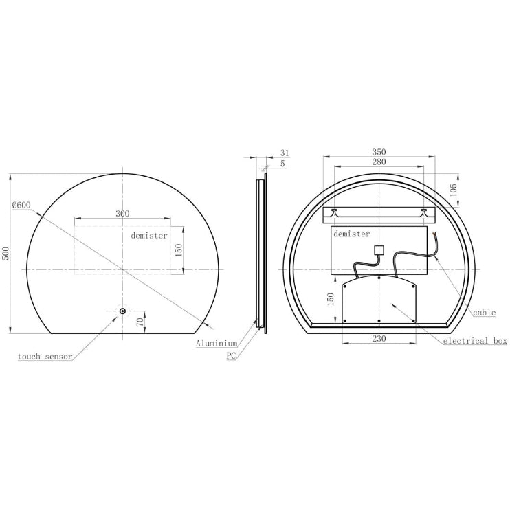 Otsu Round Back-Lit LED Mirror