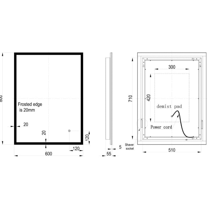 Solana Rectangle Edge-Lit LED Mirror