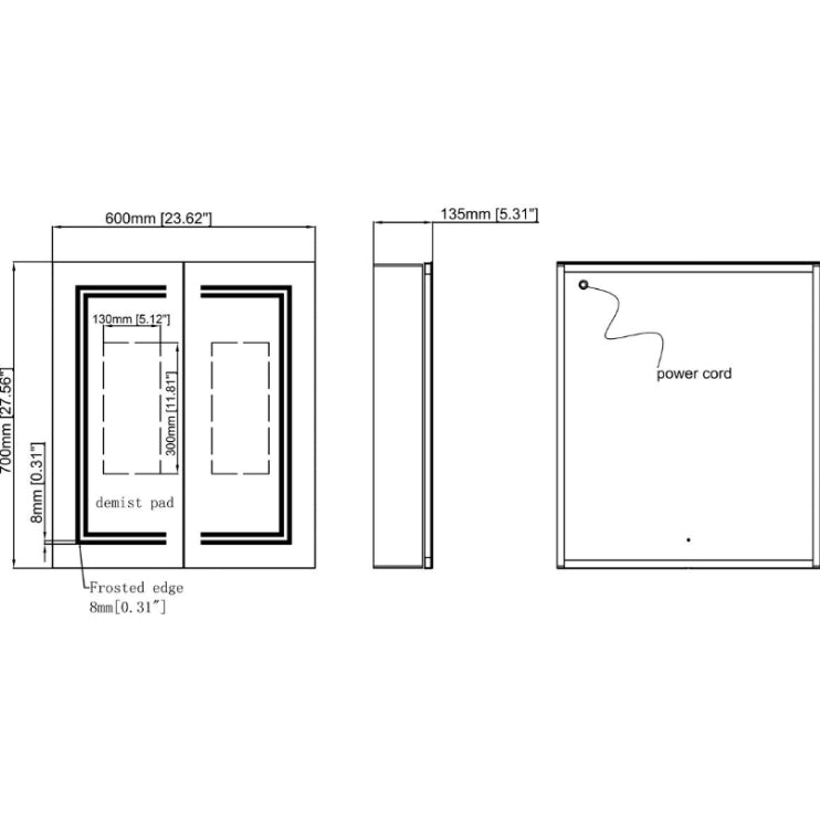Suki 600mm 2 Door Front-Lit LED Mirror Cabinet