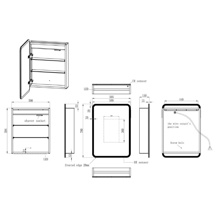 Akari 500mm 1 Door LED Mirrored Cabinet
