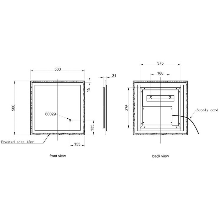 Catherine 500x500mm Square Back-Lit LED Mirror
