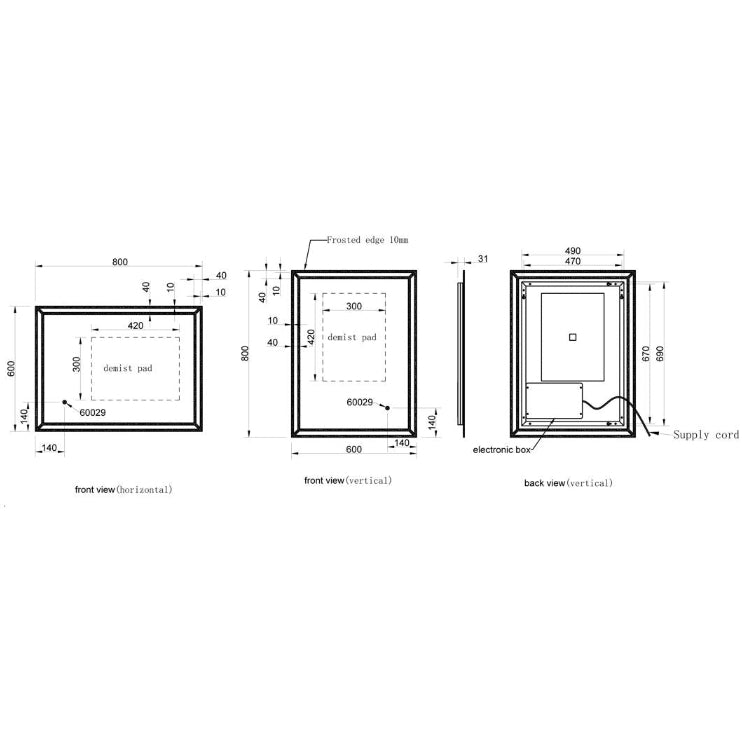 Juna 600x800mm Rectangular LED Mirror