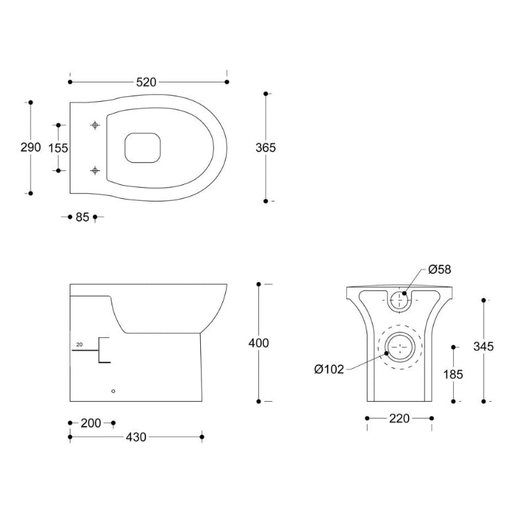 //2Go Rimless Back To Wall WC & Soft Close Seat