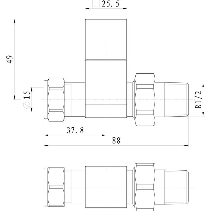 Square Chrome Radiator Valves