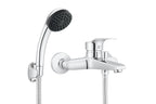 Linear polished chrome shower mixer
